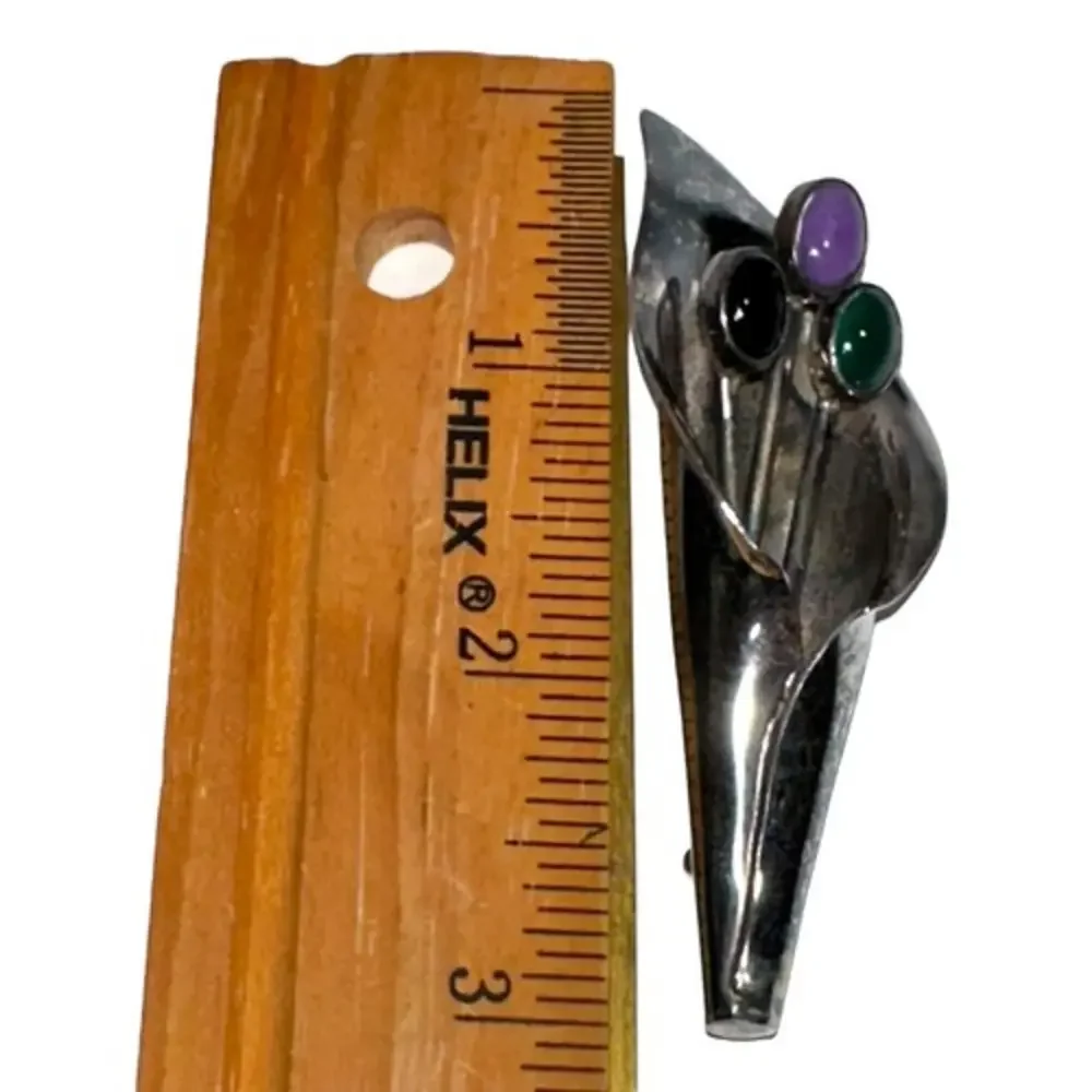 Vintage Sterling Silver Gemstone Calla‎ Lily Boutonniere Pin TG-205 925 Mexico